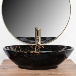 Накладной умывальник Rea Pamela Black Marble Shiny